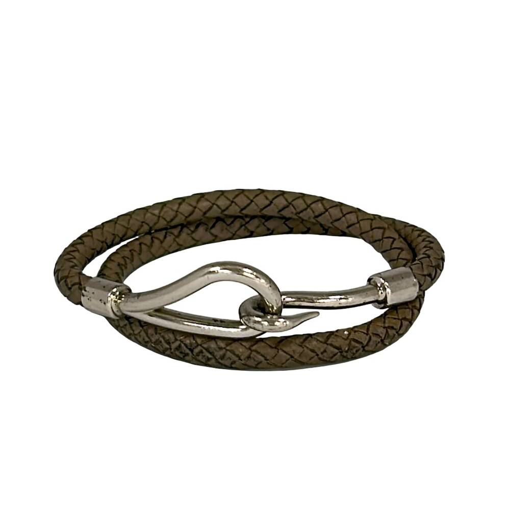 Hermès Jumbo Bracelet Silver Gray Beige Hardware Leather